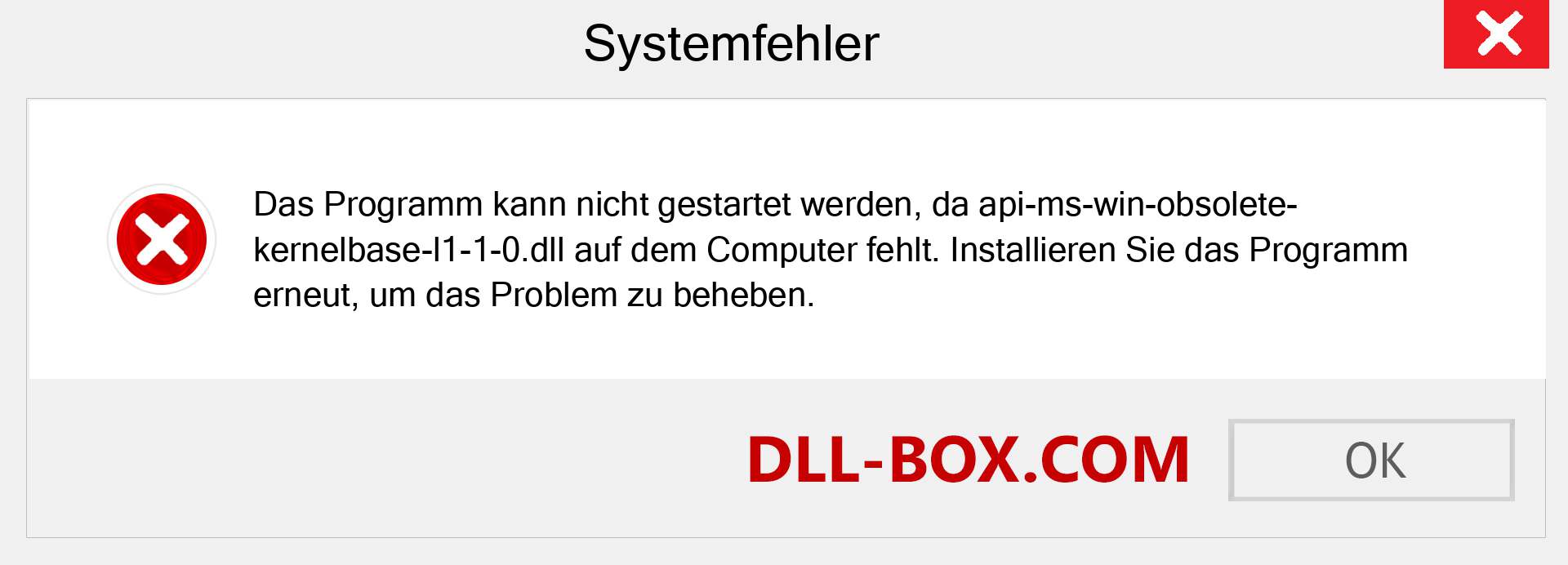 api-ms-win-obsolete-kernelbase-l1-1-0.dll-Datei fehlt?. Download für Windows 7, 8, 10 - Fix api-ms-win-obsolete-kernelbase-l1-1-0 dll Missing Error unter Windows, Fotos, Bildern